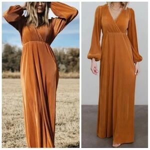 Elegant Long Sleeve Baltic Born Rust Golden Dress